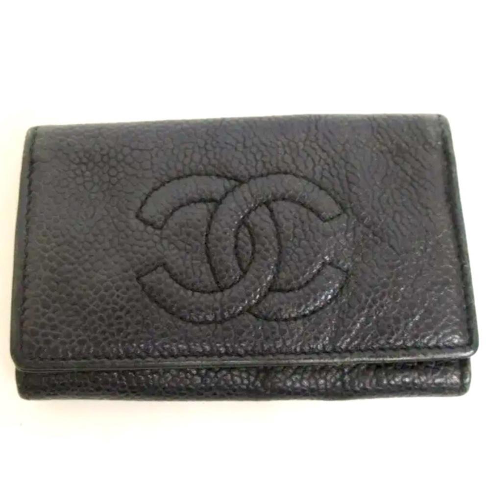 CHANEL CC Key Case Black Caviar Skin Leather (CCXX059)